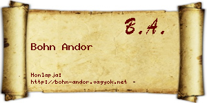 Bohn Andor névjegykártya
